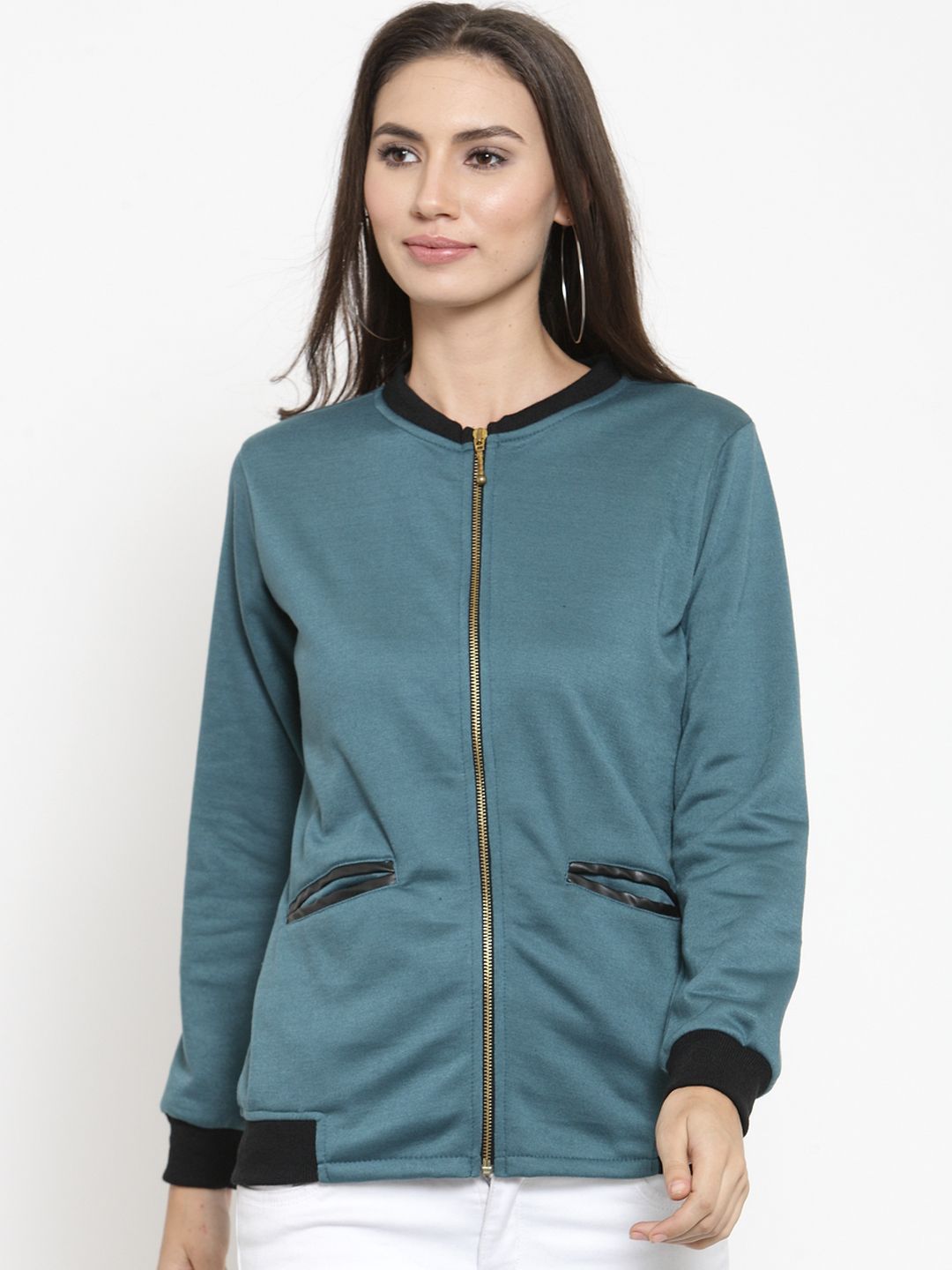 Belle Fille Women Teal Solid Bomber Price in India