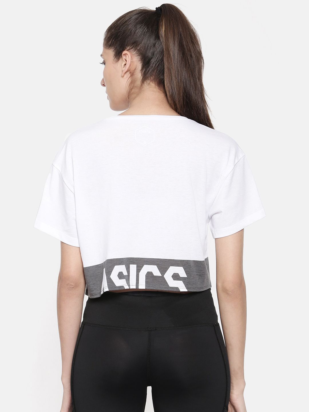 ASICS Women White Solid Power Ss Crop T-shirt Price in India