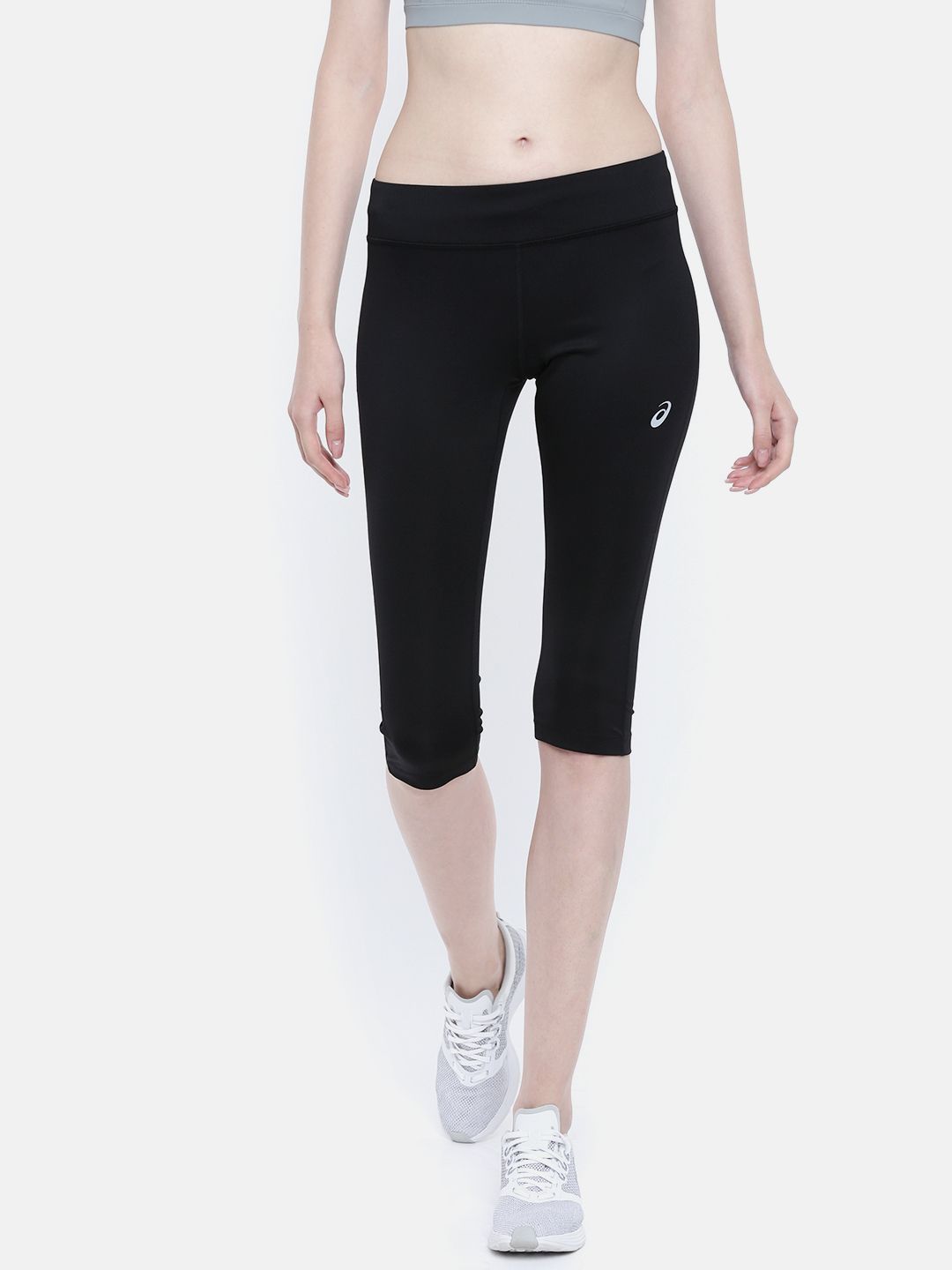 ASICS Women Black Solid SILVER KNEE Three-Fourth Tights Price in India