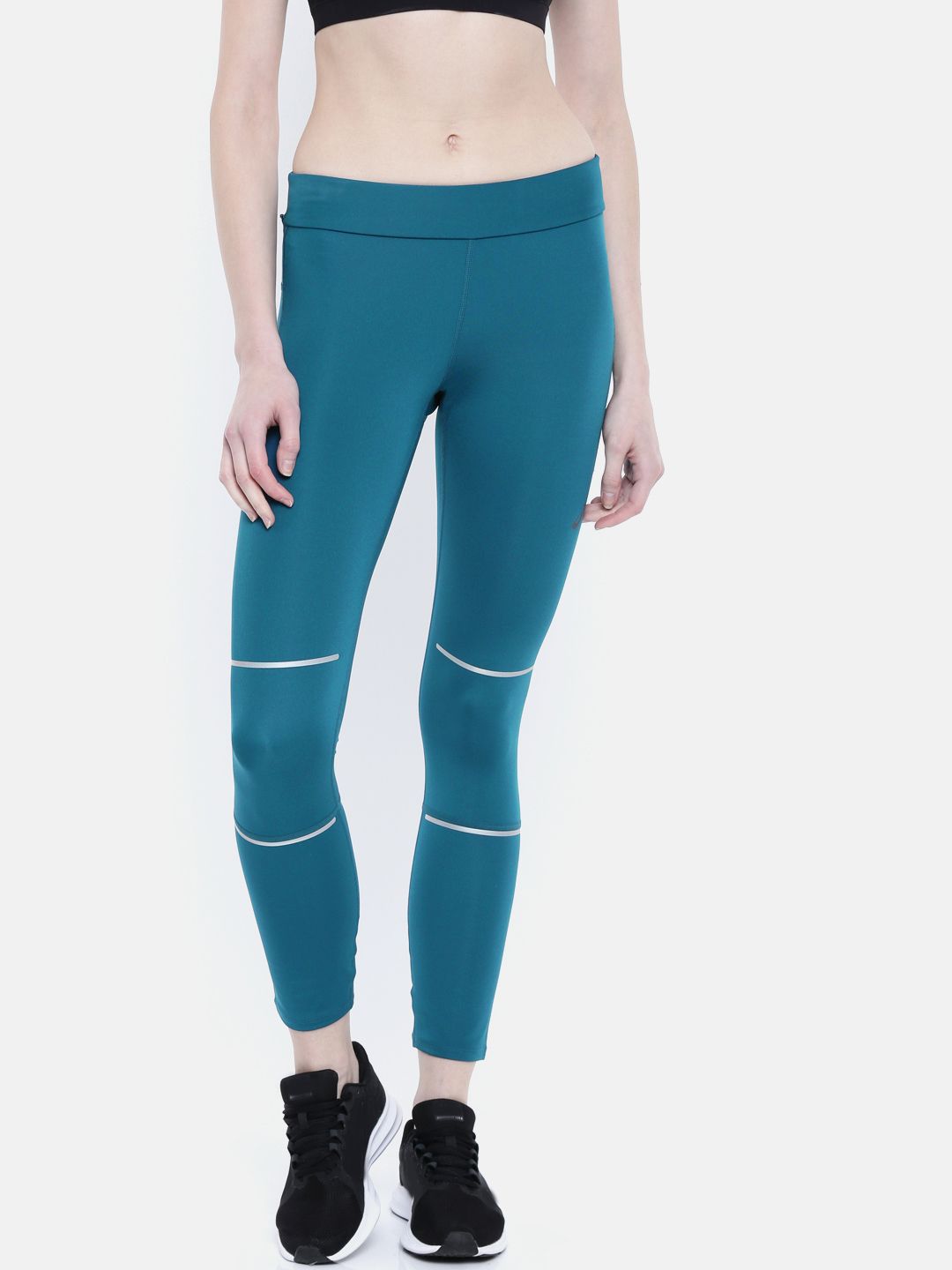 ASICS Women Teal Blue Solid LITE-SHOW 7/8 Tights Price in India