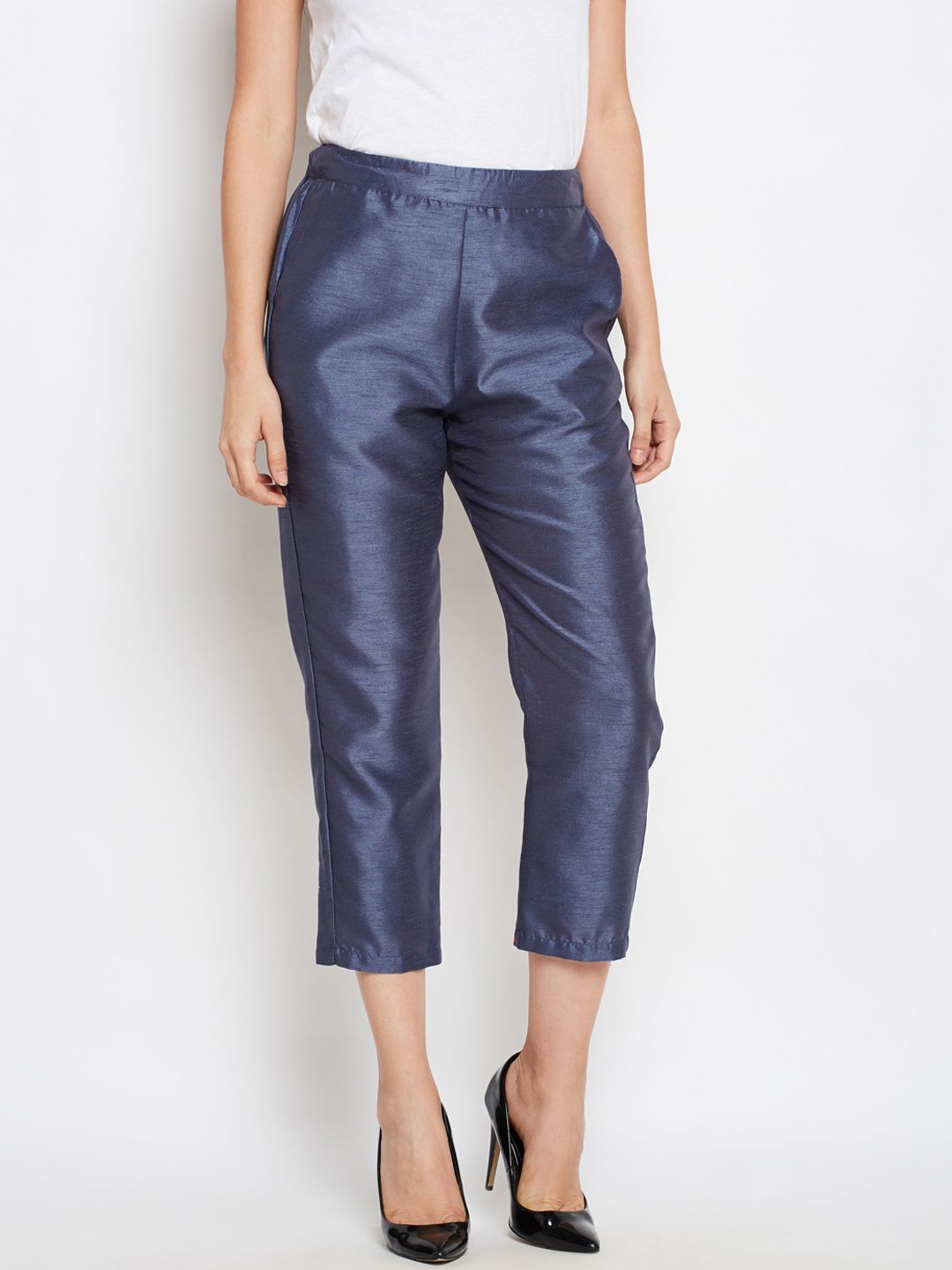 Oxolloxo Women Grey Solid Regular Trousers Price in India