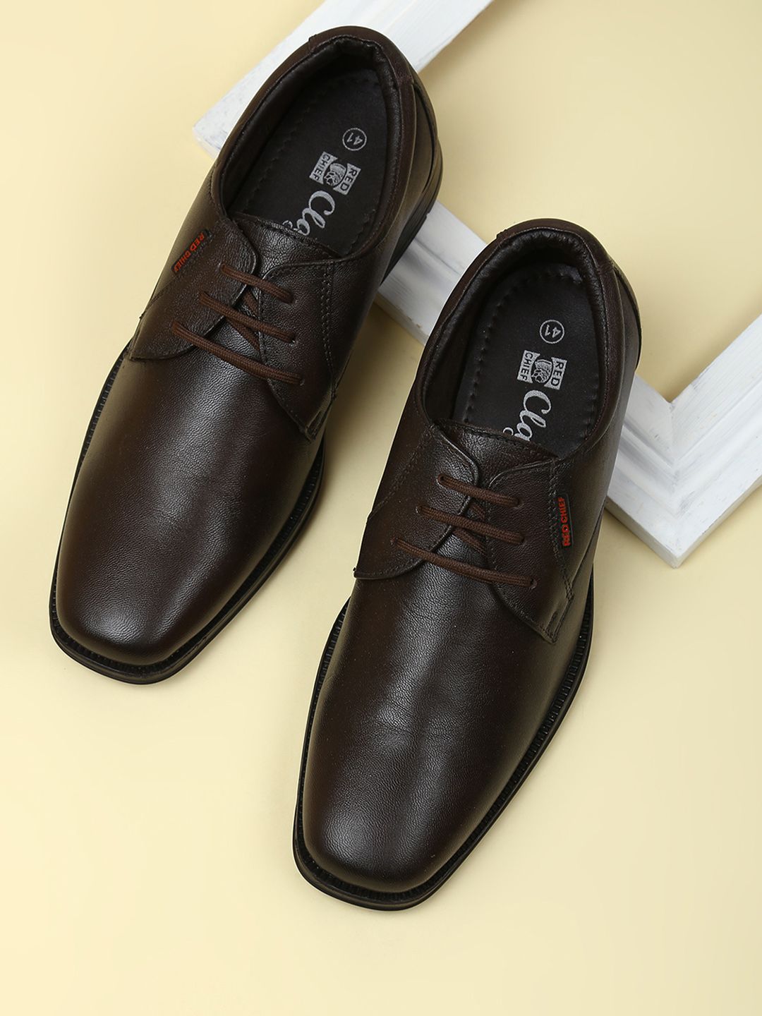 Red Chief Men Brown Leather Formal Derby Shoes