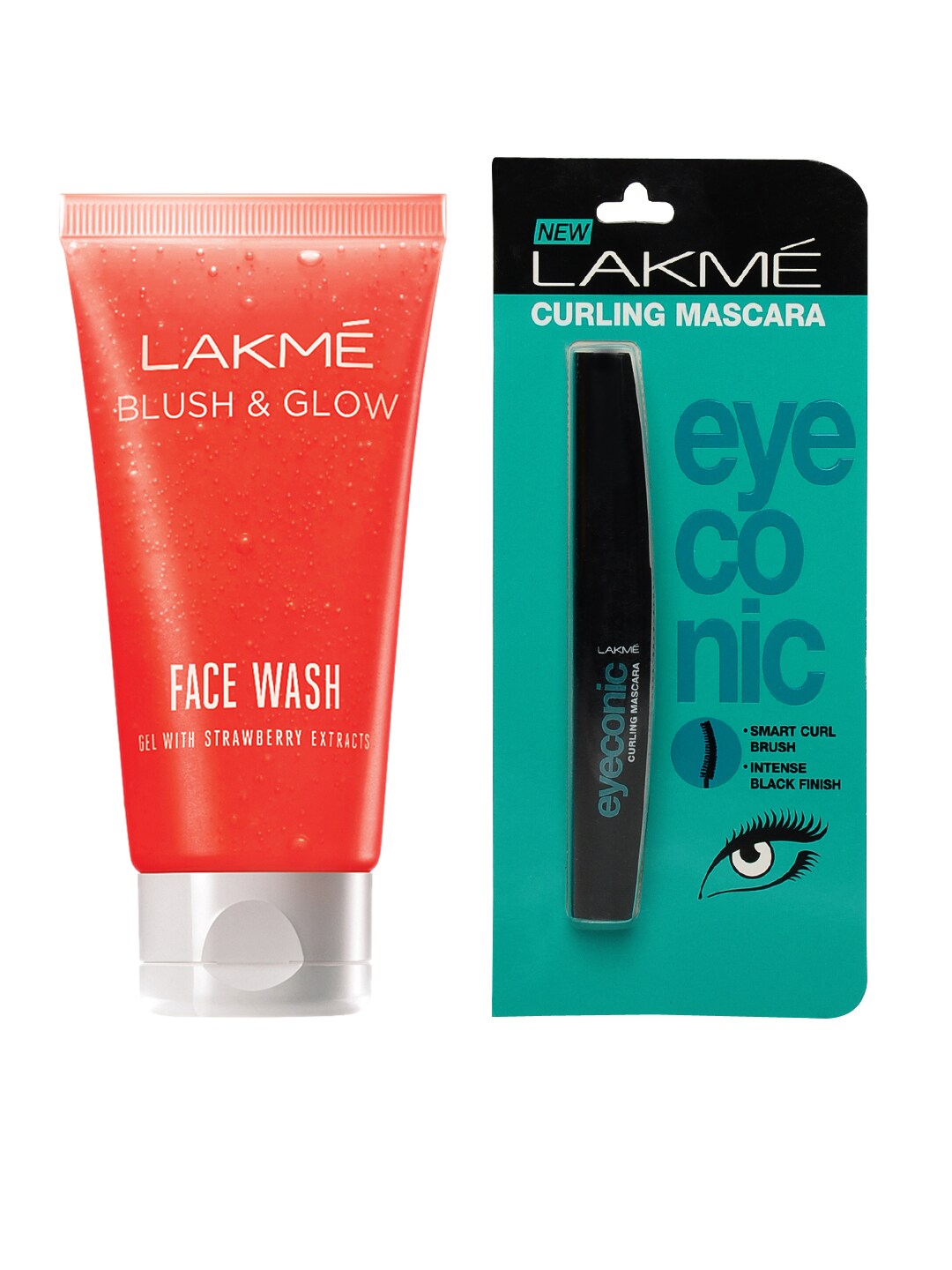 Lakme Set of Eyeconic Curling Mascara & Blush & Glow Strawberry Gel Face Wash Price in India