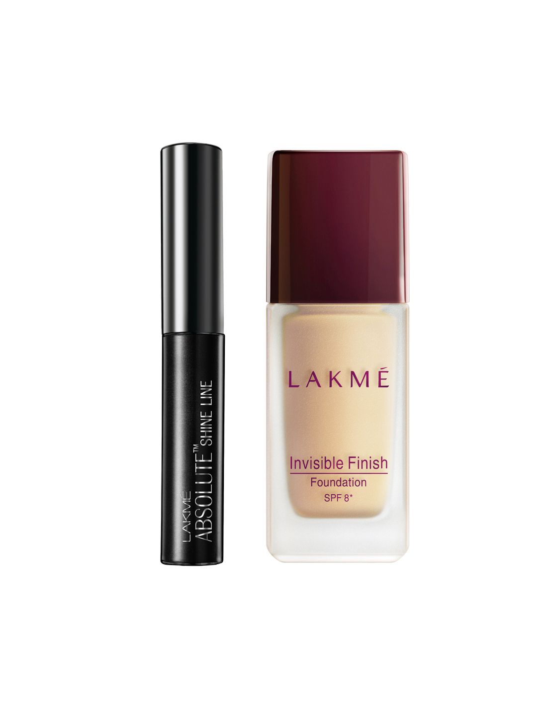 Lakme Set of Invisible Finish Foundation 01 & Absolute Shine Line Black Eye Liner Price in India