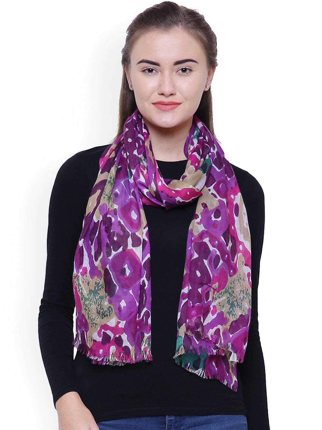 Anekaant Purple Printed Scarf Price in India