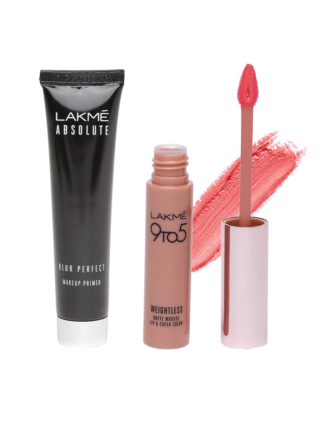 Lakme Set of Absolute Blur Perfect Primer & Weightless Matte Pink Plush Lip & Cheek Color Price in India