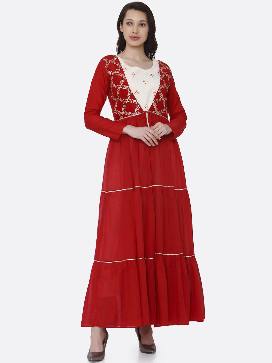 RAISIN Women Red Printed Fit and Flare Dress Price in India