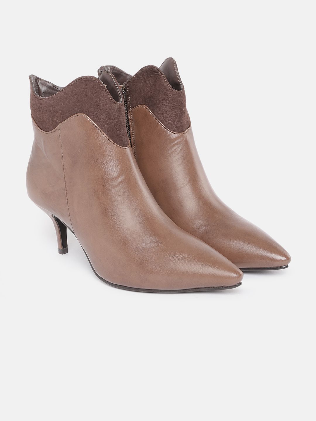 CORSICA Women Brown Solid Mid-Top Heeled Boots Price in India