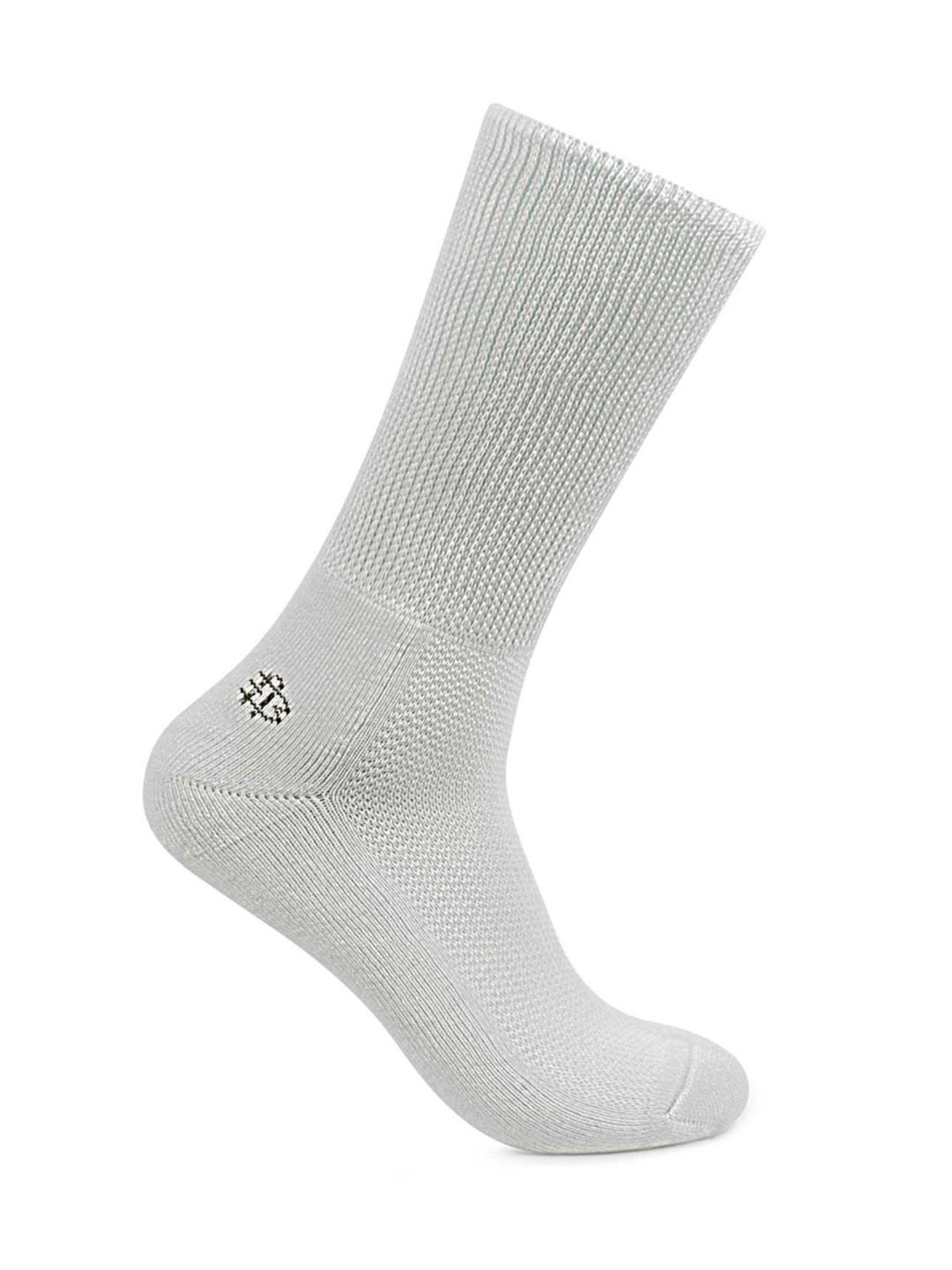 Bonjour Men Grey Patterned Calf Length Socks