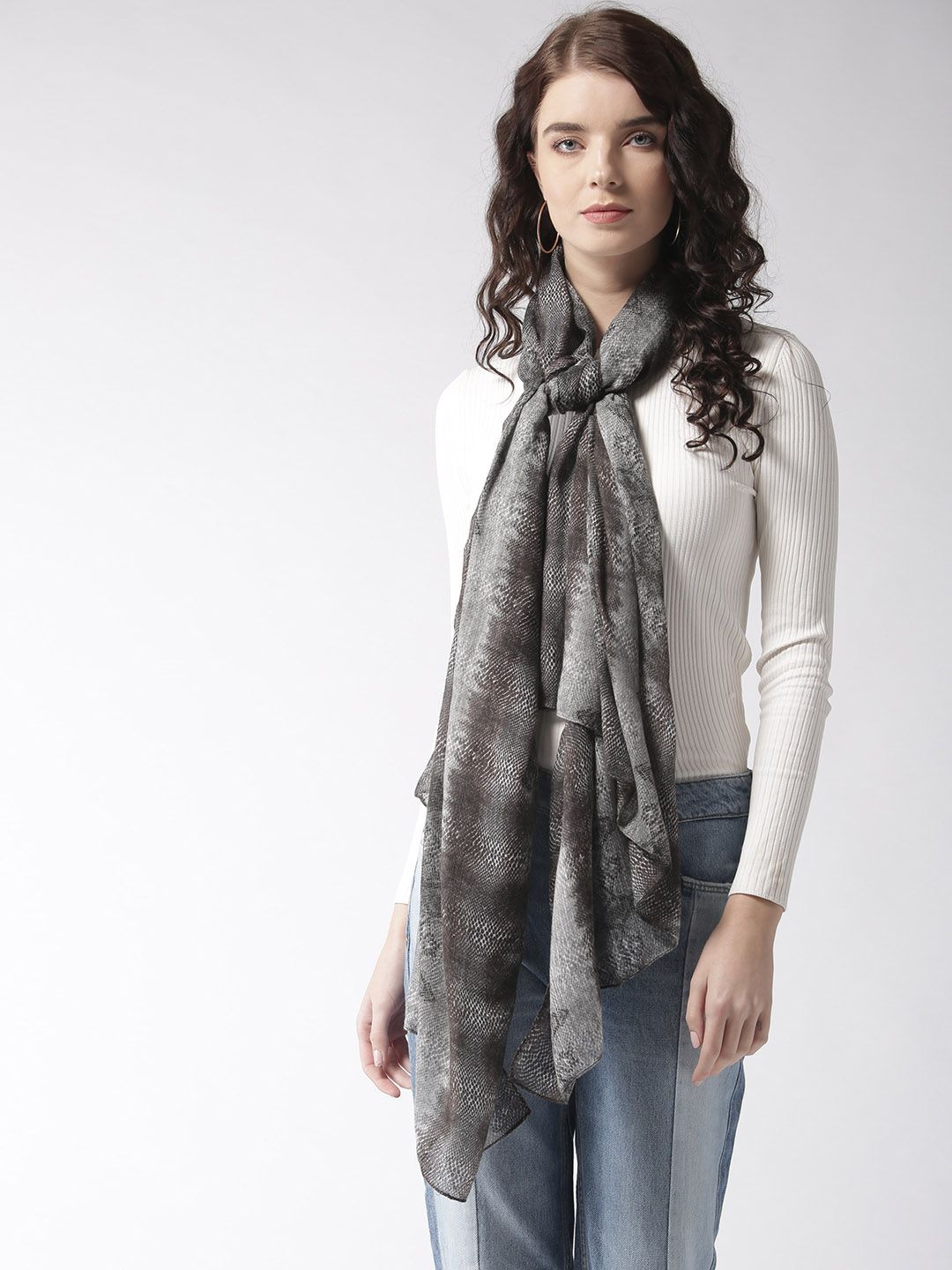 Style Quotient Women Grey & Black Printed Stole Price in India