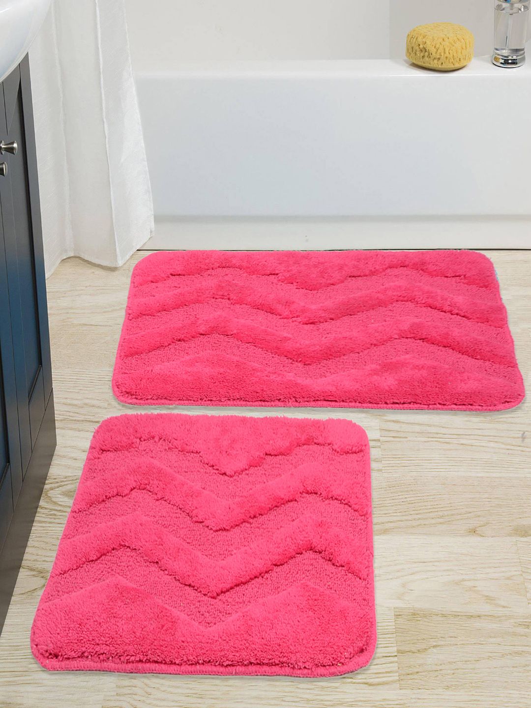 Saral Home Pink Cotton Bath Rug & Contour Price in India