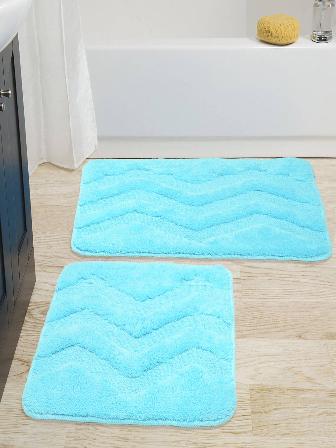 Saral Home Turquoise Blue Cotton Bath Rug & Contour Price in India