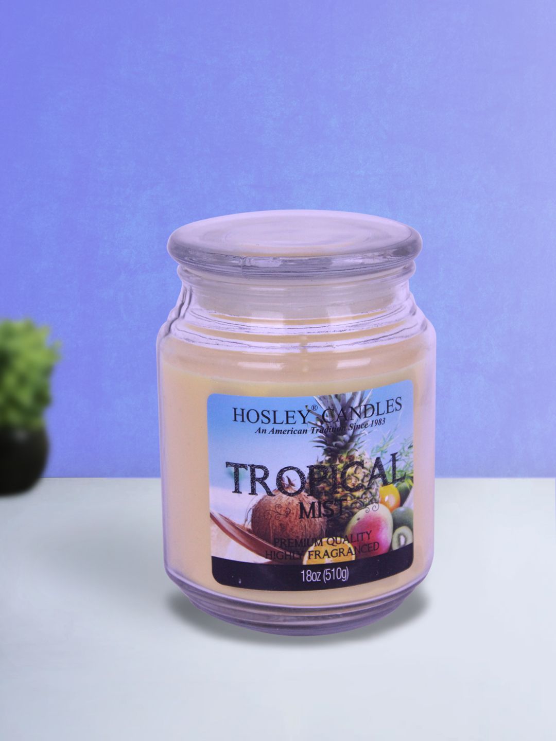 HOSLEY Yellow Tropical Mist Scented Wax Jar Candle Price in India