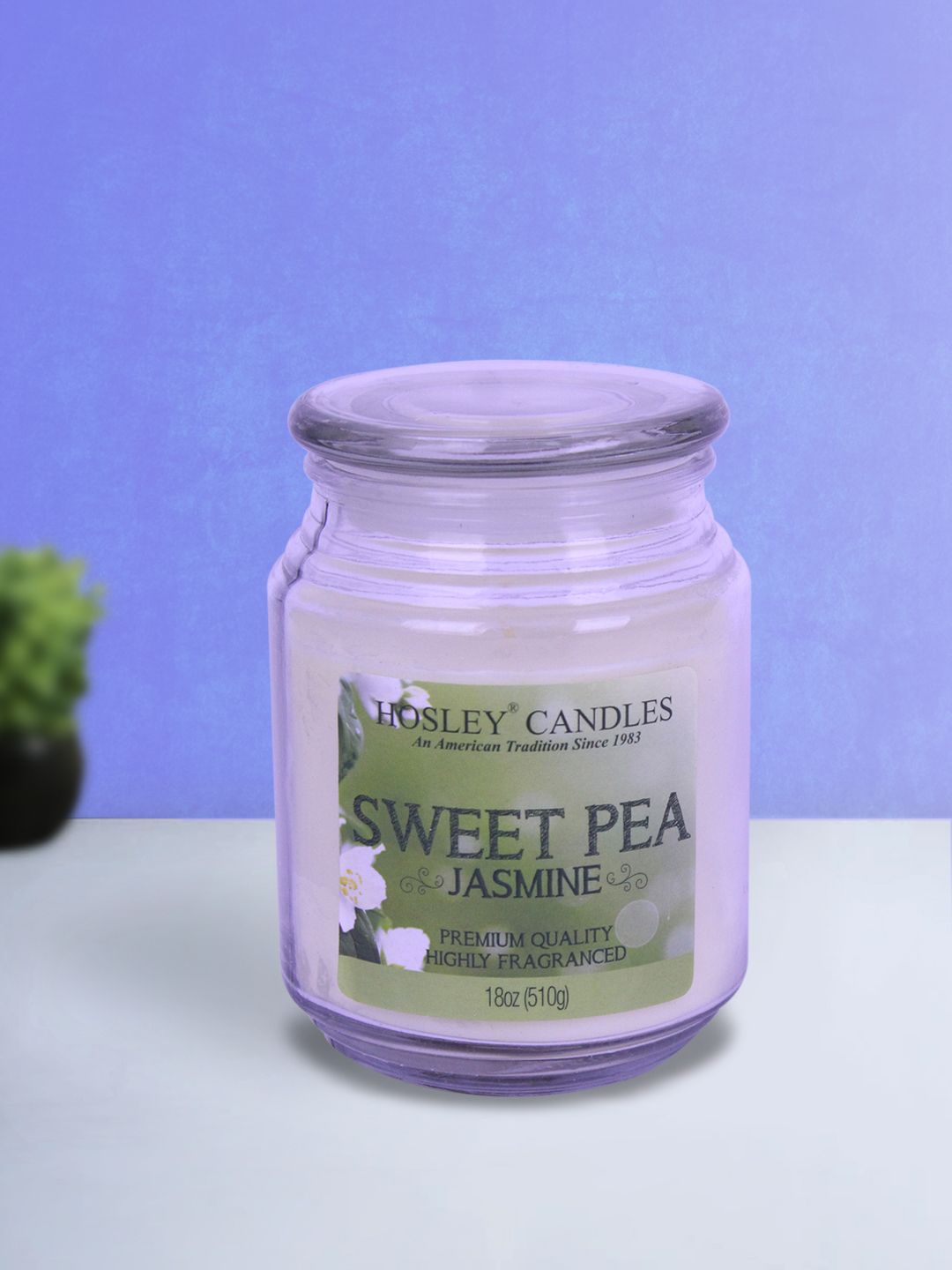 HOSLEY White Sweet Pea Jasmine Scented Wax Jar Candle Price in India