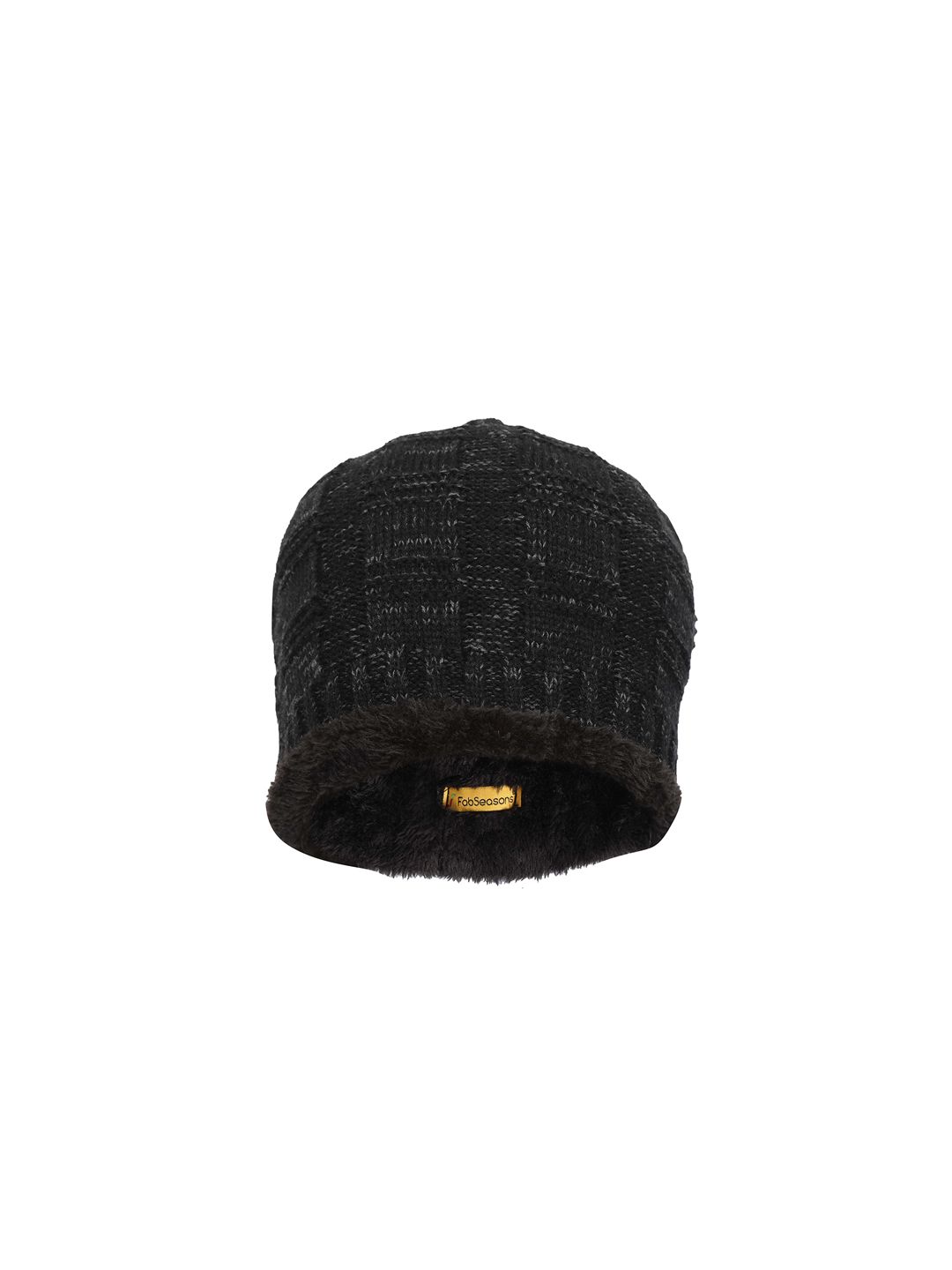 FabSeasons Unisex Black Solid Beanie Price in India