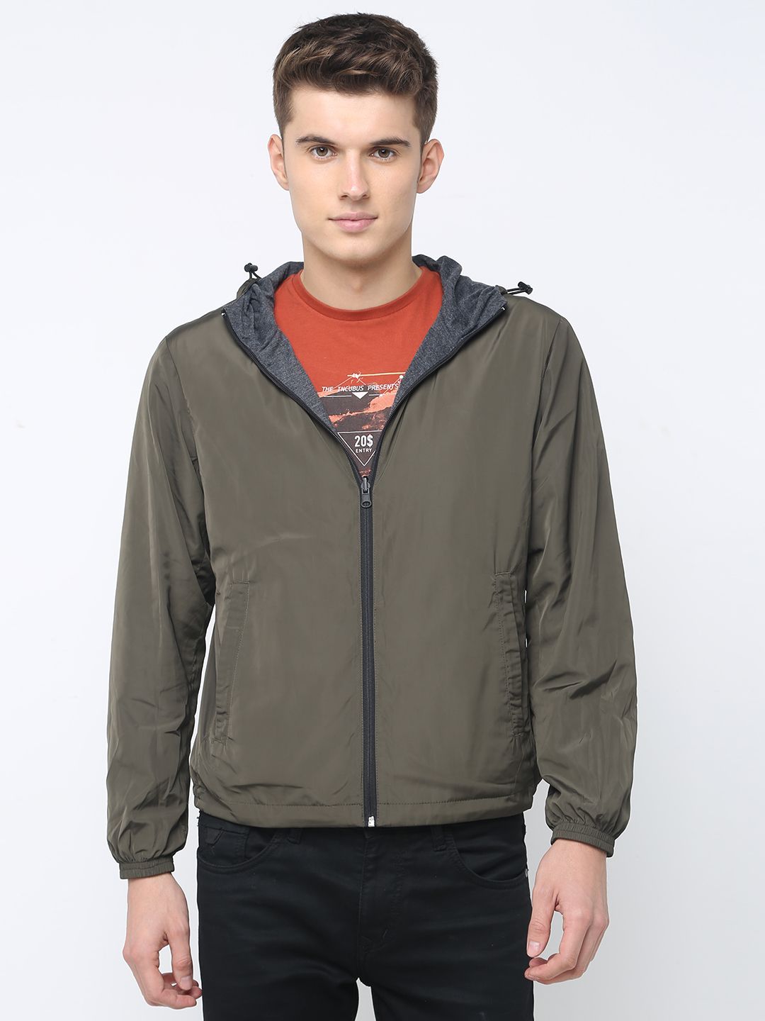 Basics Men Olive Green Solid Tailored Jacket