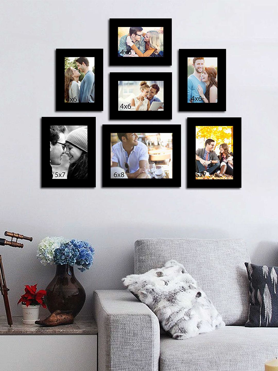 Art Street Set of 7 Black Wall Photo Frames Price in India