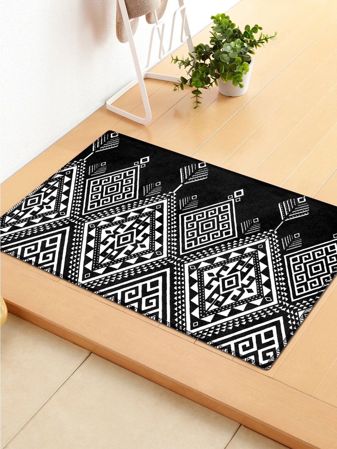 Story@home Black Printed Anti Skid Doormat Price in India