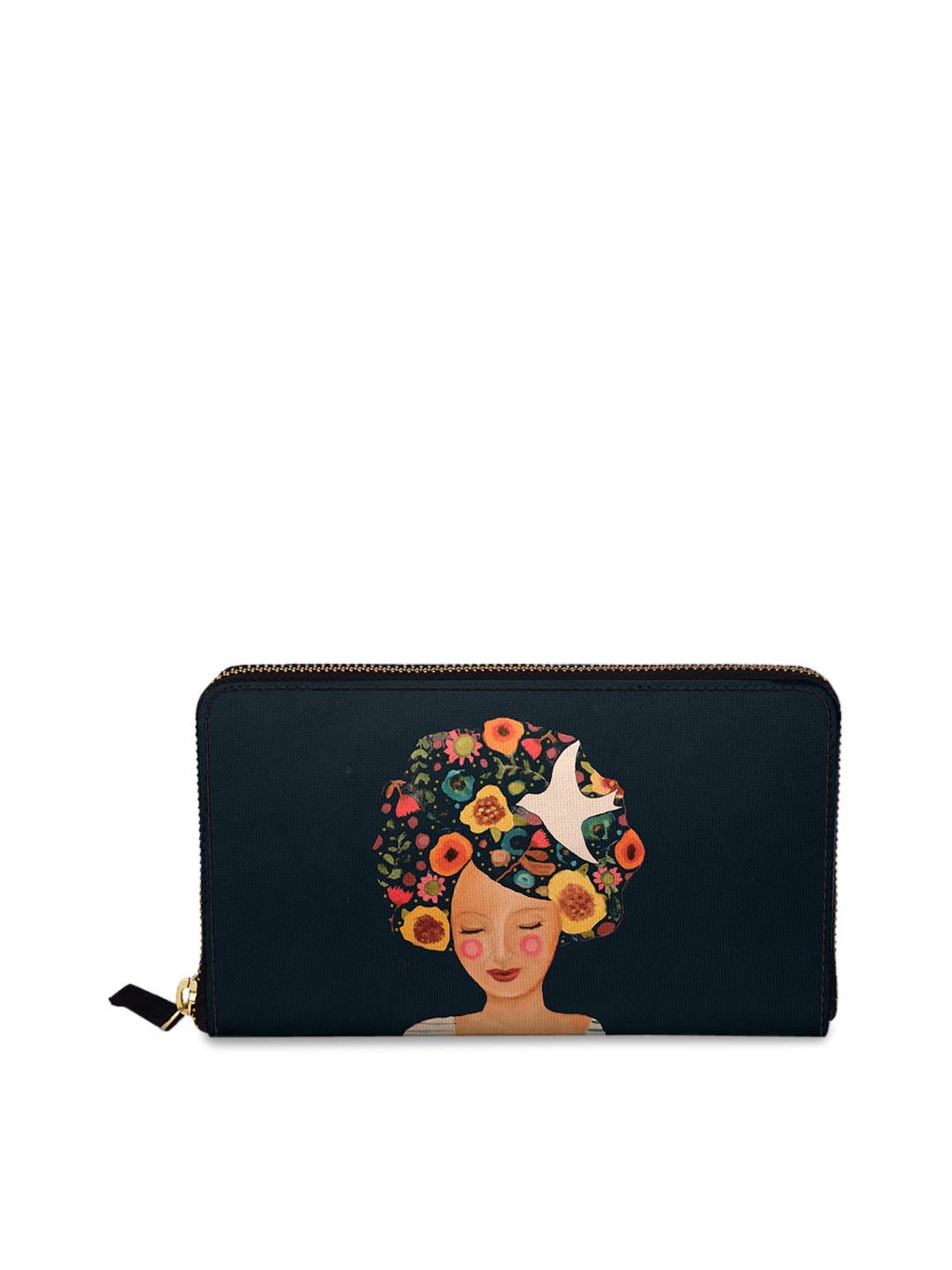 DailyObjects Navy Blue Printed Zip Around Wallet Price in India