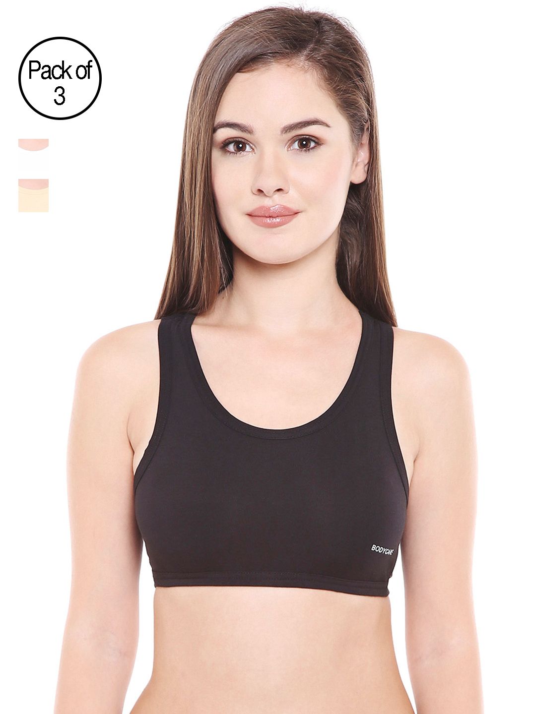 Bodycare Women Pack of 3 Solid Sports Bra E1610BSW Price in India