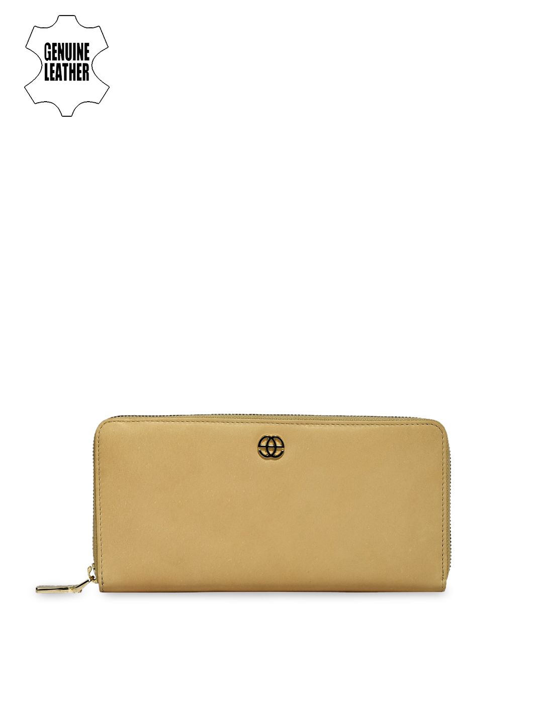 Eske Women Beige Solid Two Fold Leather Wallet Price in India