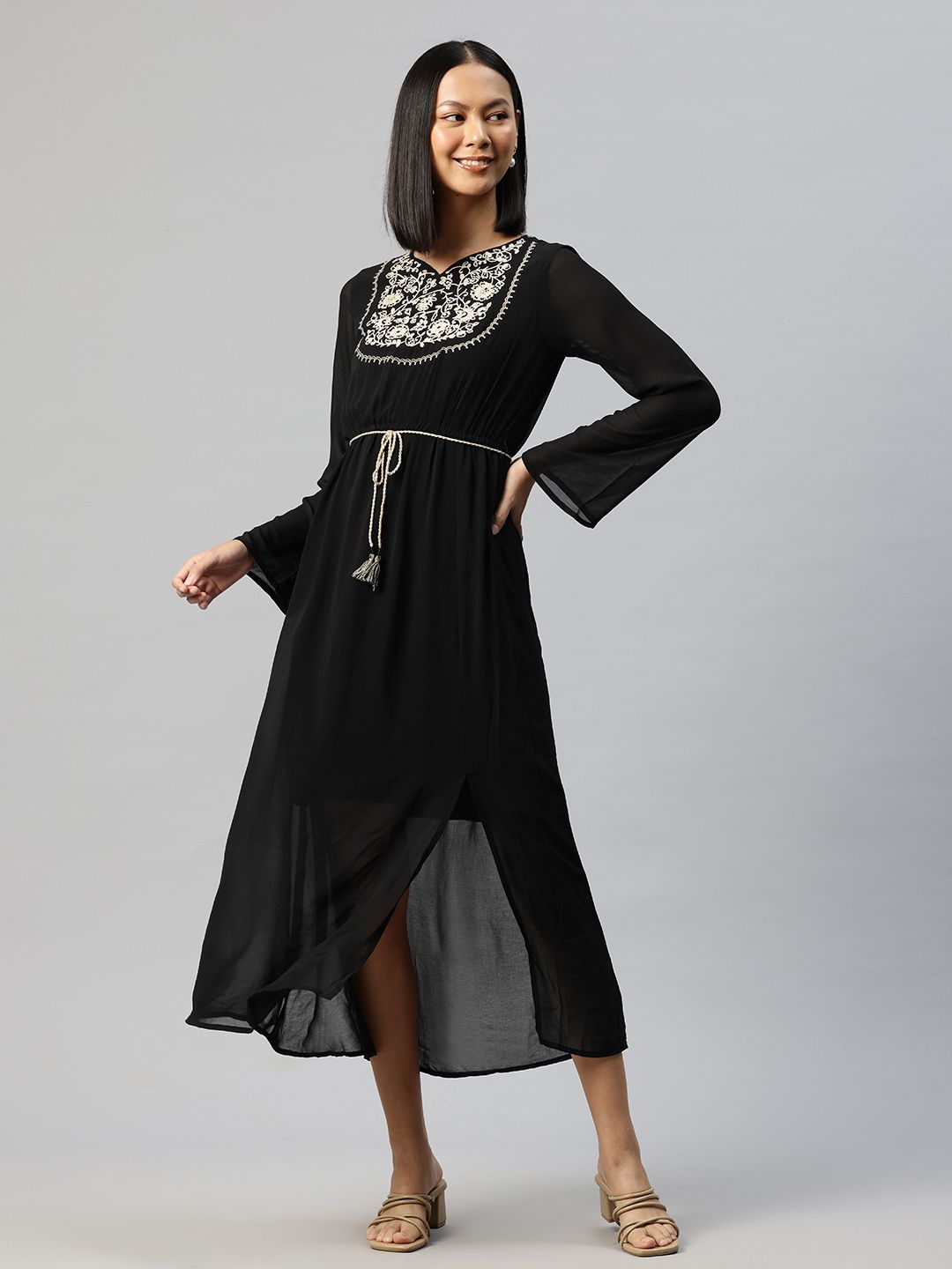 chinese dress ladies MARISSA BLACK GGT SLEEVE MAXI DRESS – DISSH main image 0