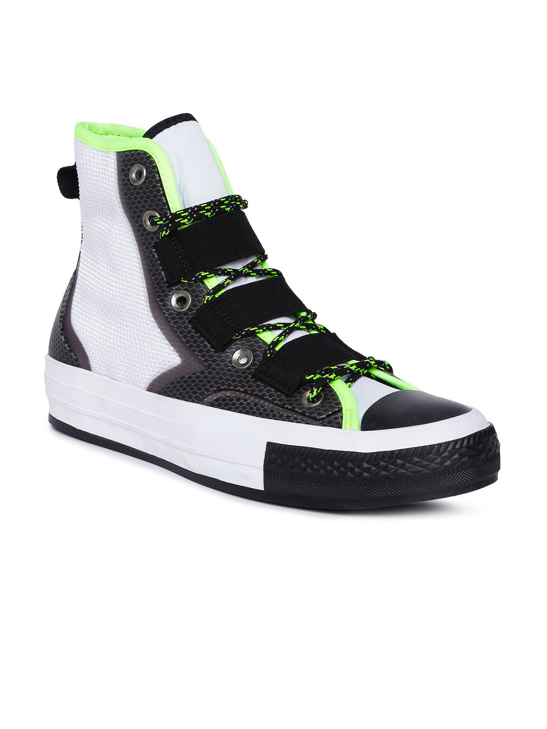 Converse Unisex White Solid Canvas Mid-Top Trekking Shoes Price in India