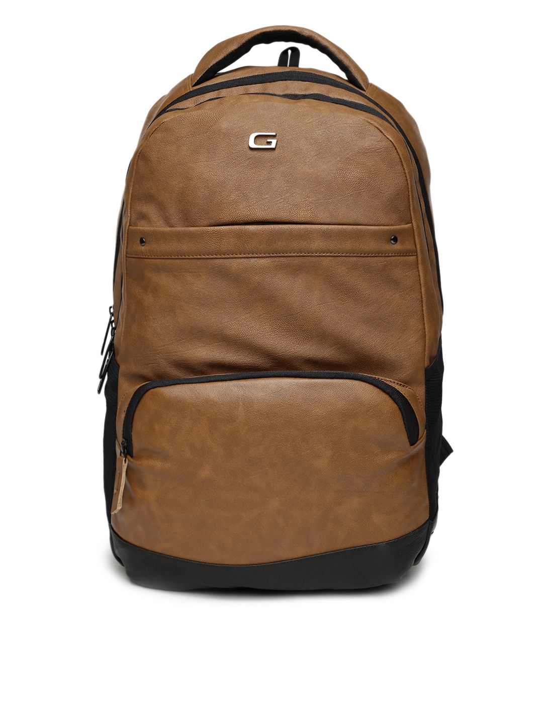 Gear Unisex Brown Faux Leather Solid Backpack Price in India