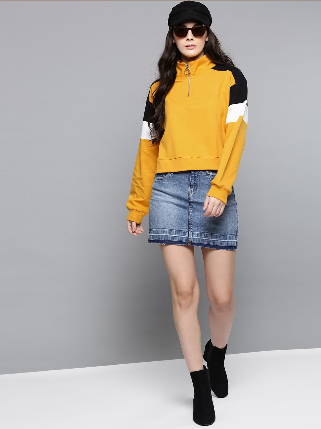 Harpa Women Mustard Yellow Solid Sweatshirt Price in India