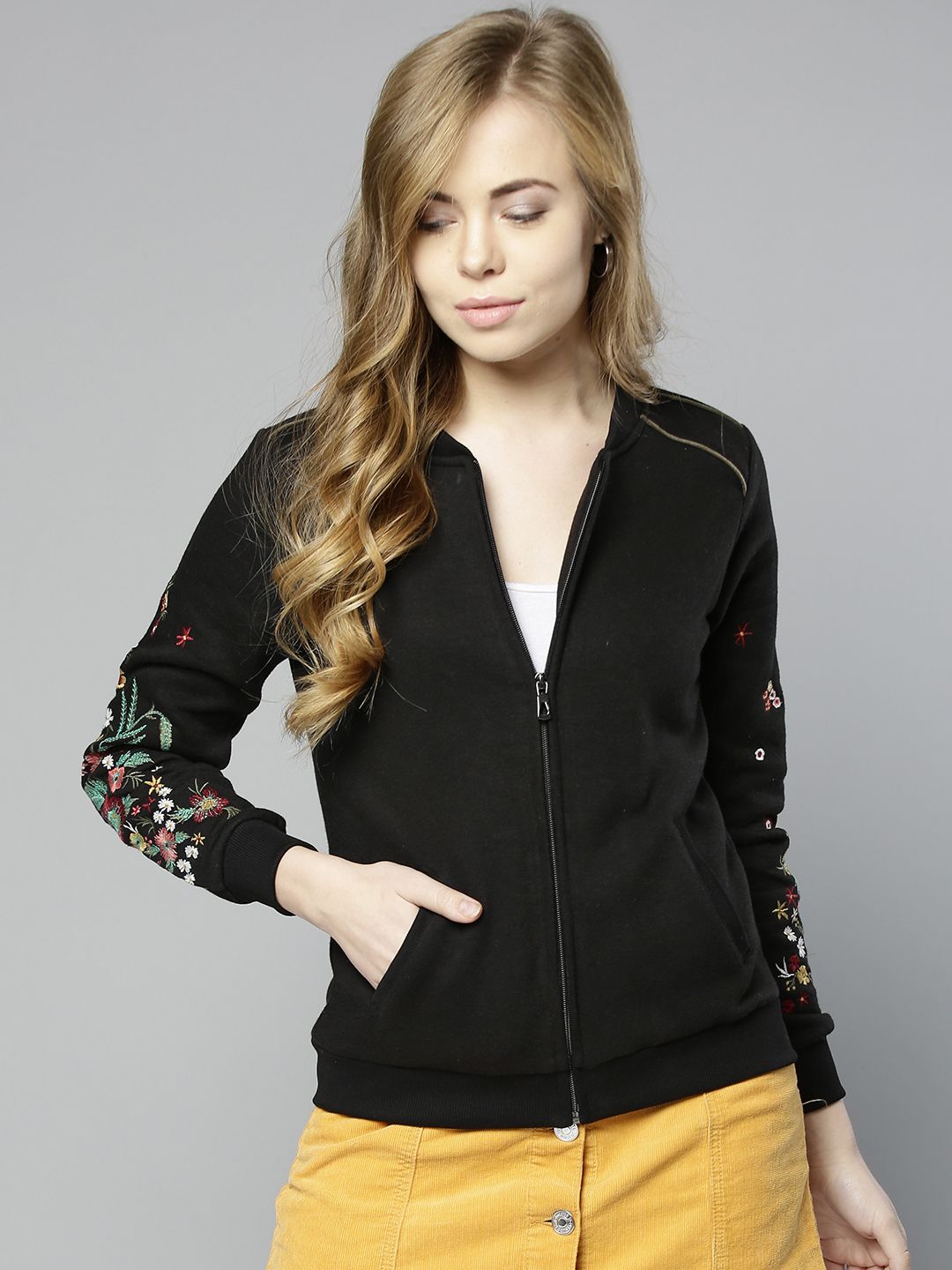 Marie Claire Women Black Solid Sweatshirt Price in India