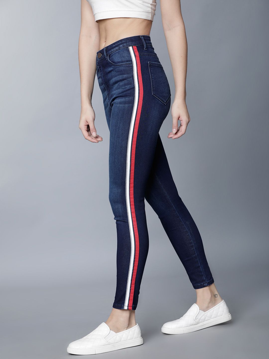 Tokyo Talkies Women Blue Super Skinny Fit Mid-Rise Clean Look Stretchable Jeans Price in India