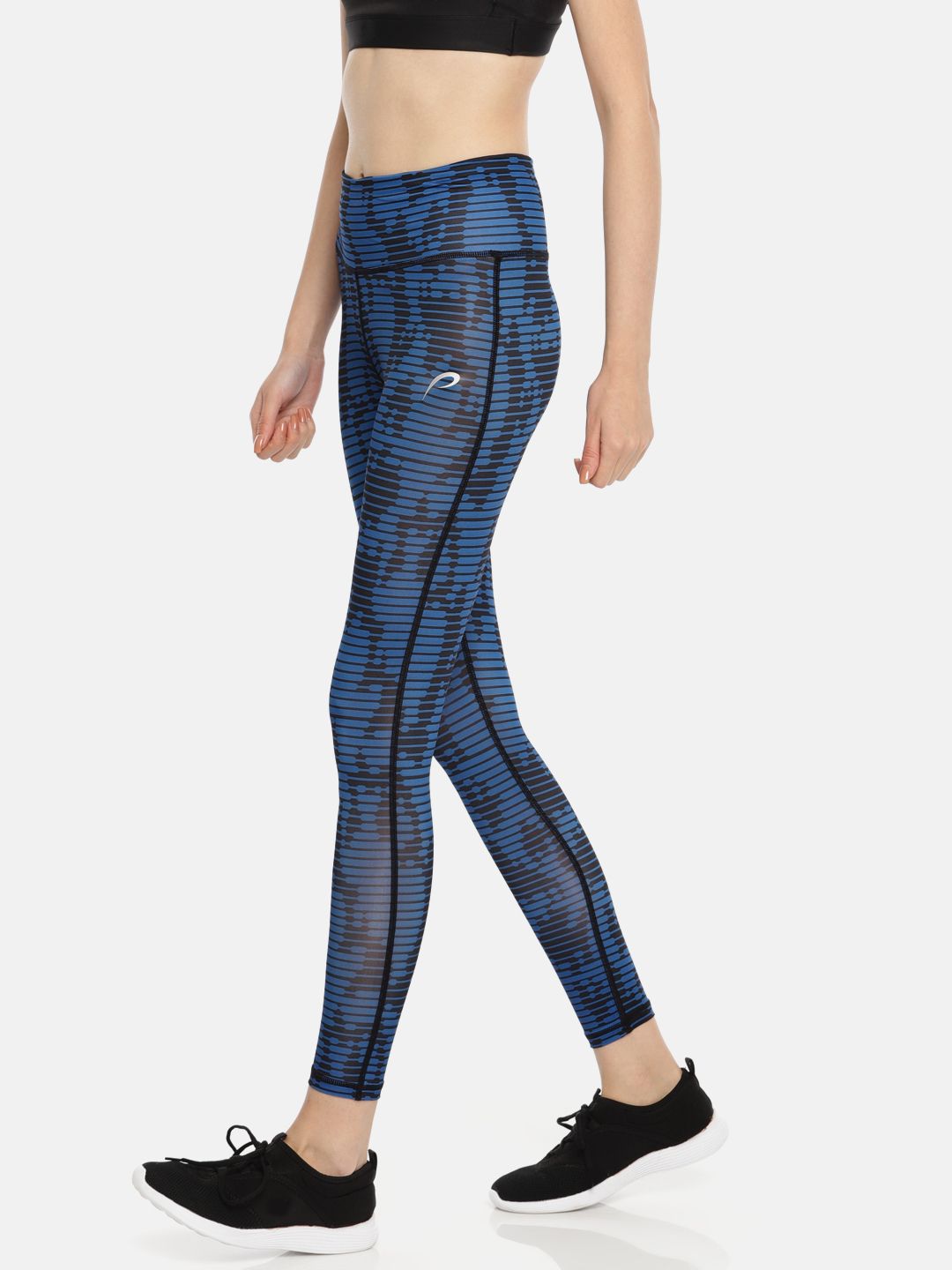 Proline Active Women Blue & Black Printed Performance Tights Price in India