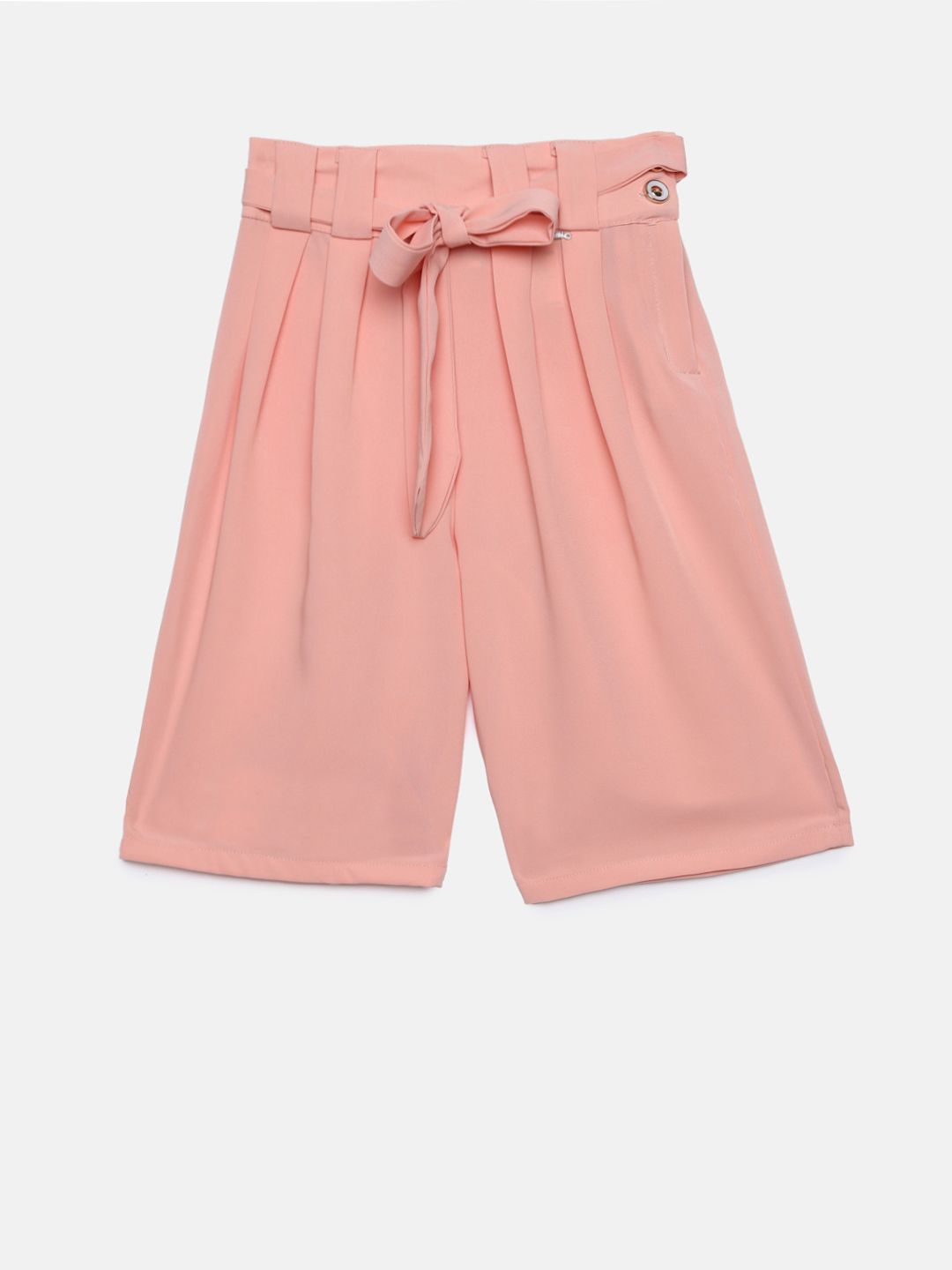 Peppermint Girls Peach-Coloured Straight Solid Palazzos
