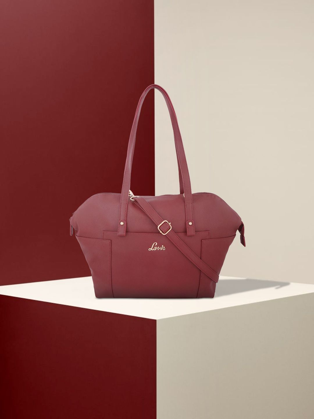 Lavie Maroon Solid Shoulder Bag Price in India