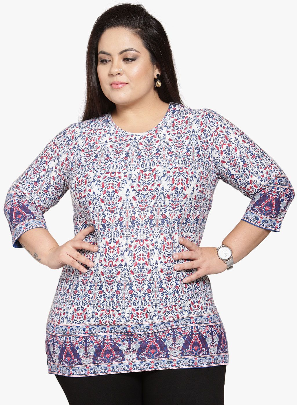 plusS Off White Printed Regular Top