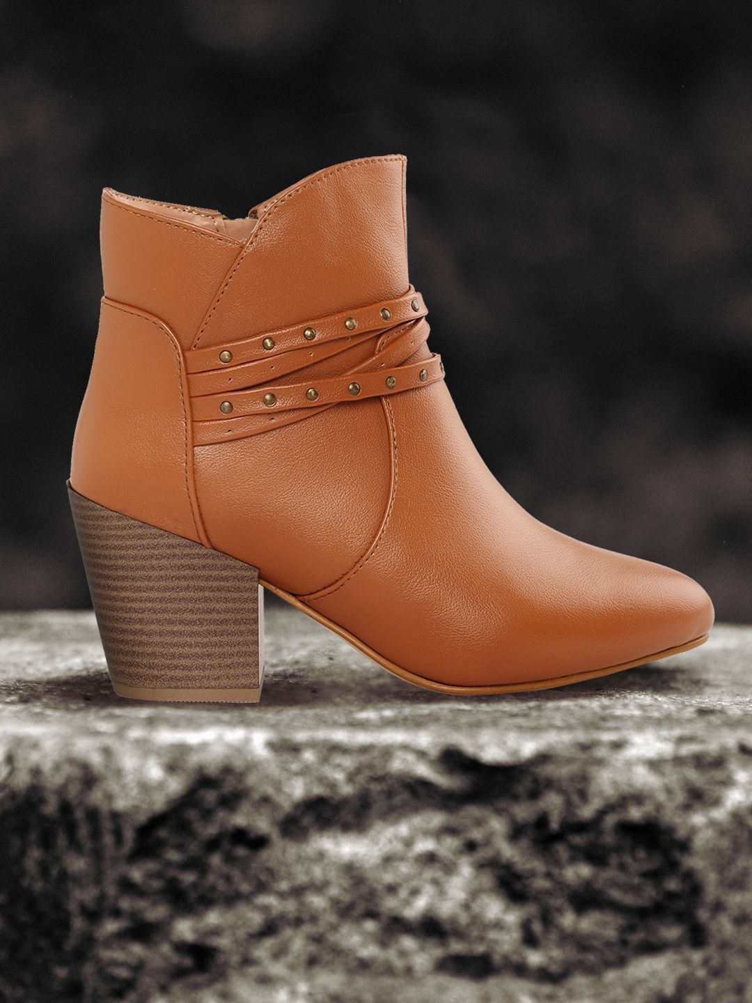 Roadster Tan Brown Block Mid-Top Heeled Boots Price in India