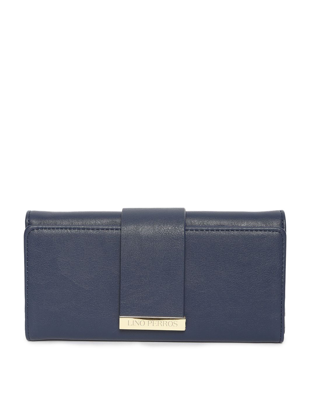 Lino Perros Women Navy Blue Solid Three Fold Wallet Price in India