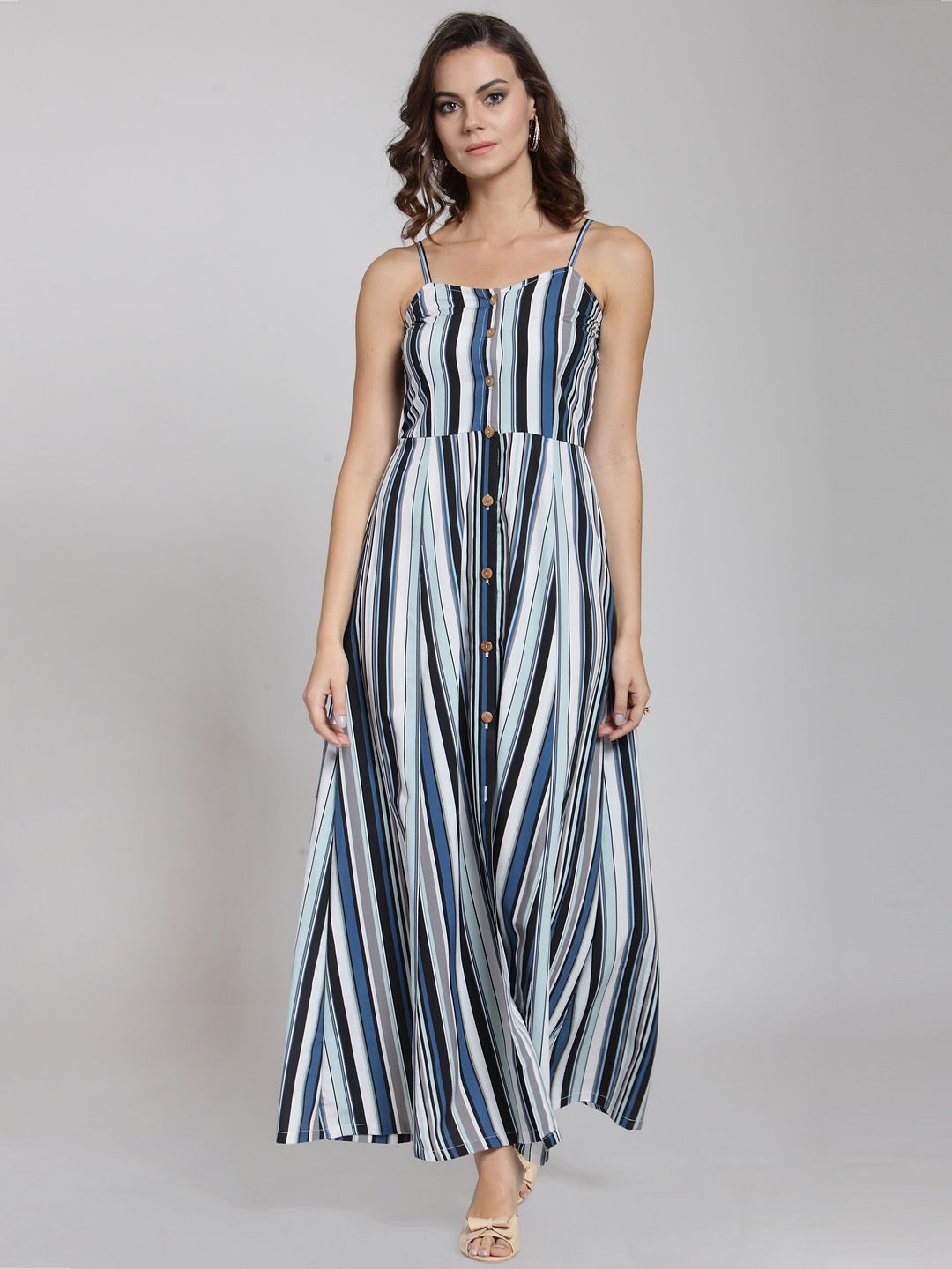 blue stripe maxi dress