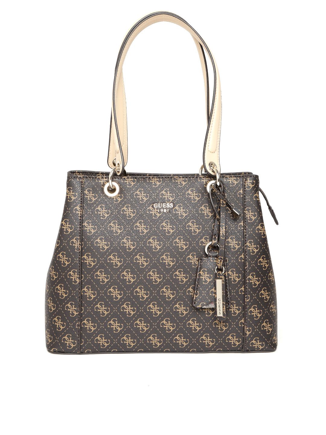 Guess Brown Printed Shoulder Bag