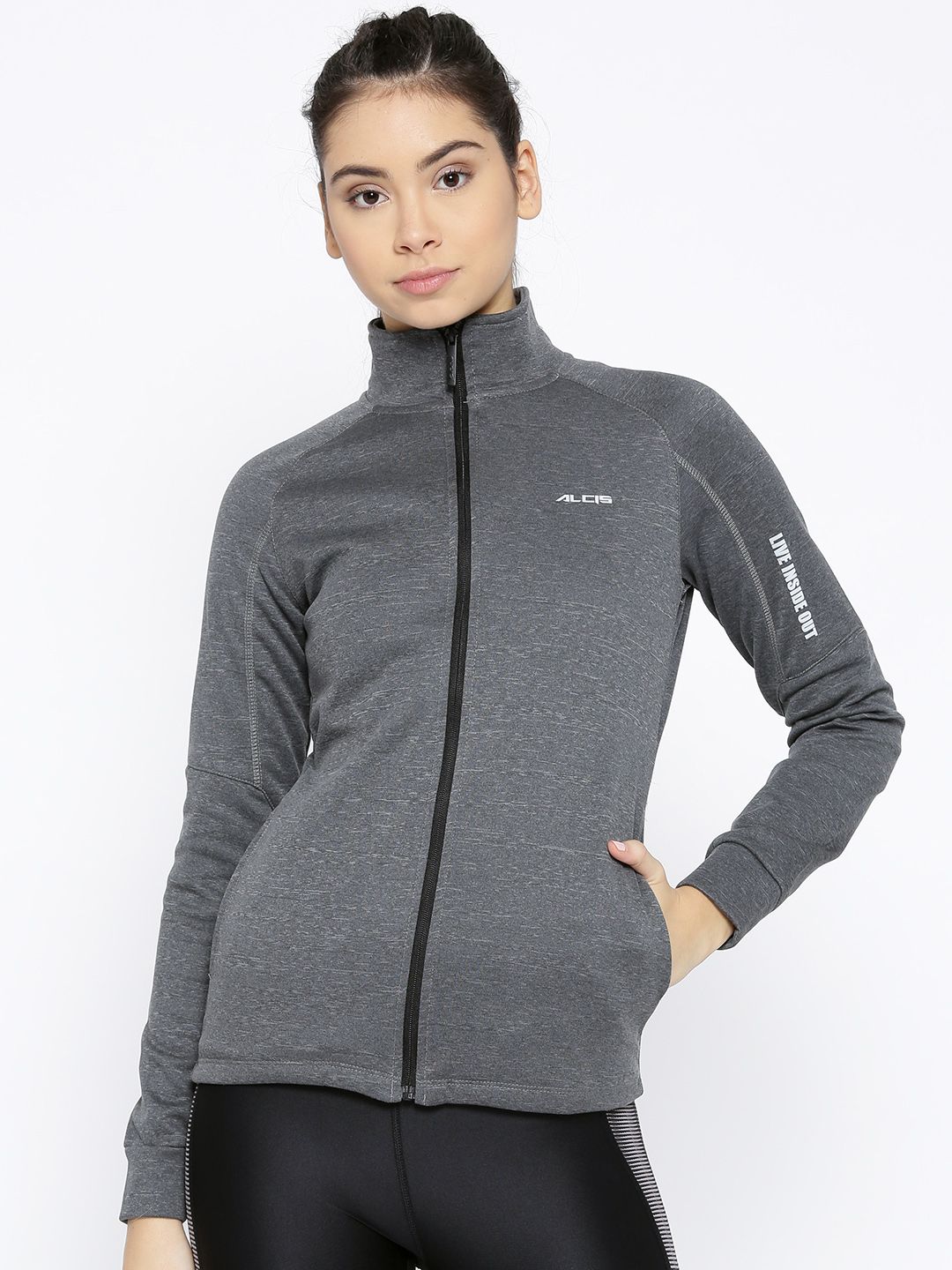 Alcis Women Charcoal Grey Solid Sweatshirt Price in India