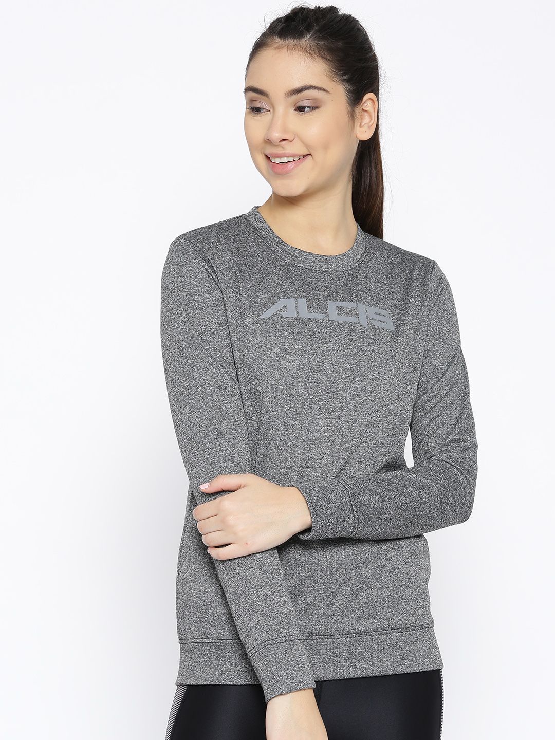 Alcis Women Charcoal Grey Solid Sweatshirt Price in India