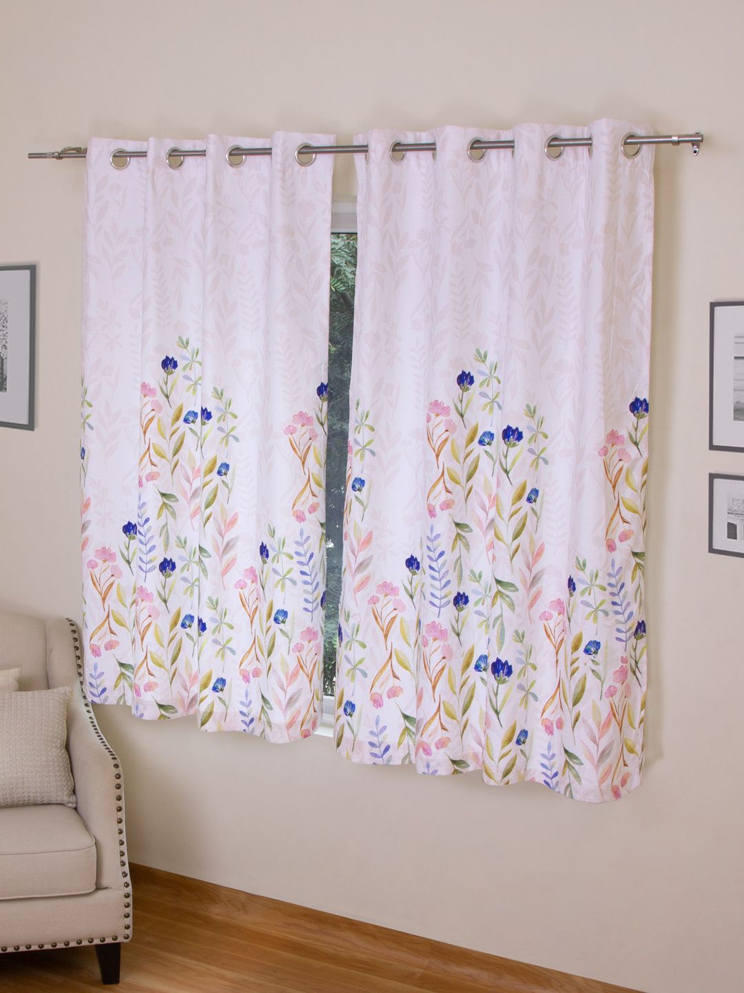 ROSARA HOME Set of 2 Multicoloured Printed Eyelet Window Curtain Price in India