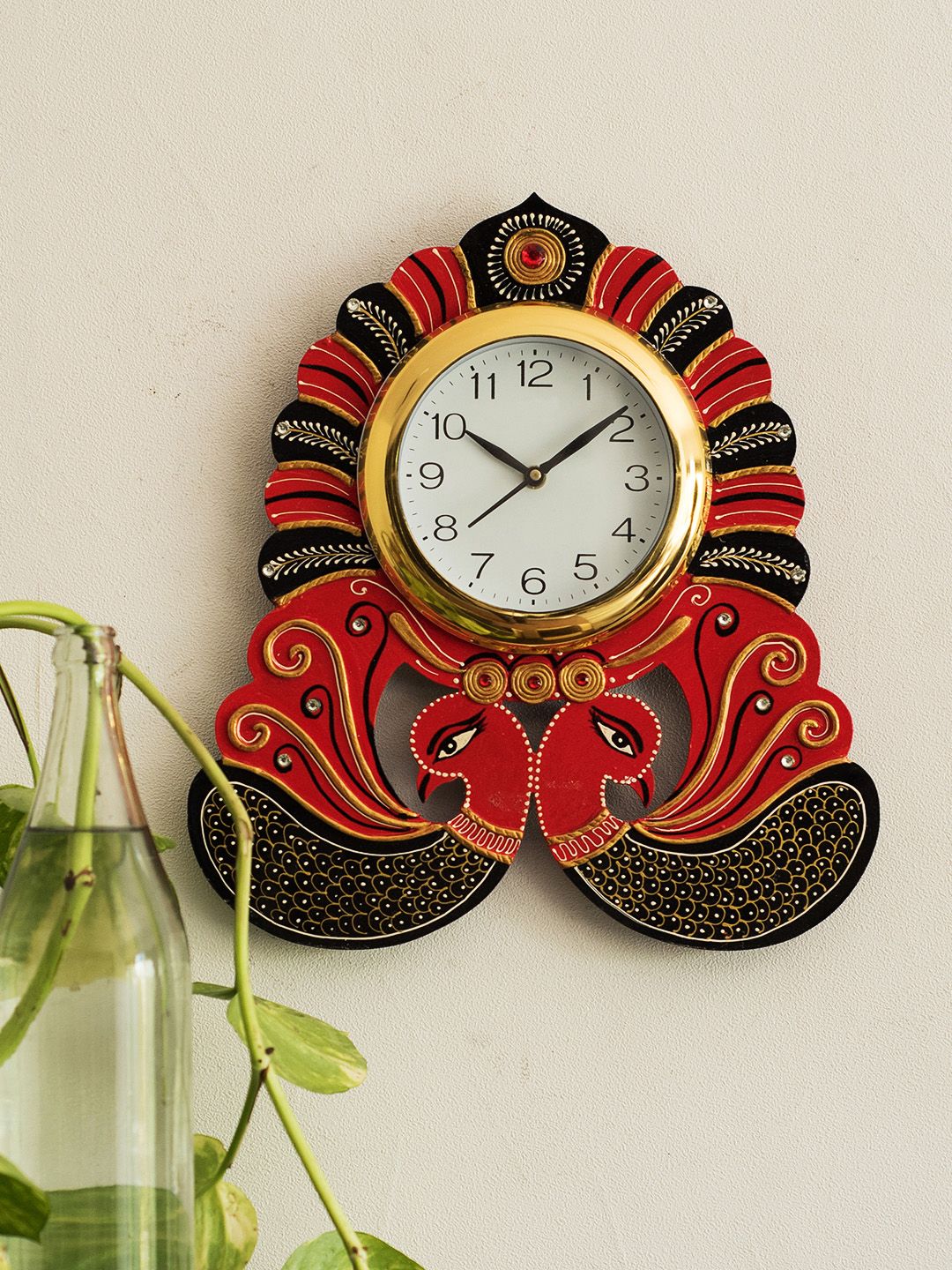 eCraftIndia White Handcrafted Quirky Solid Analogue Wall Clock Price in India