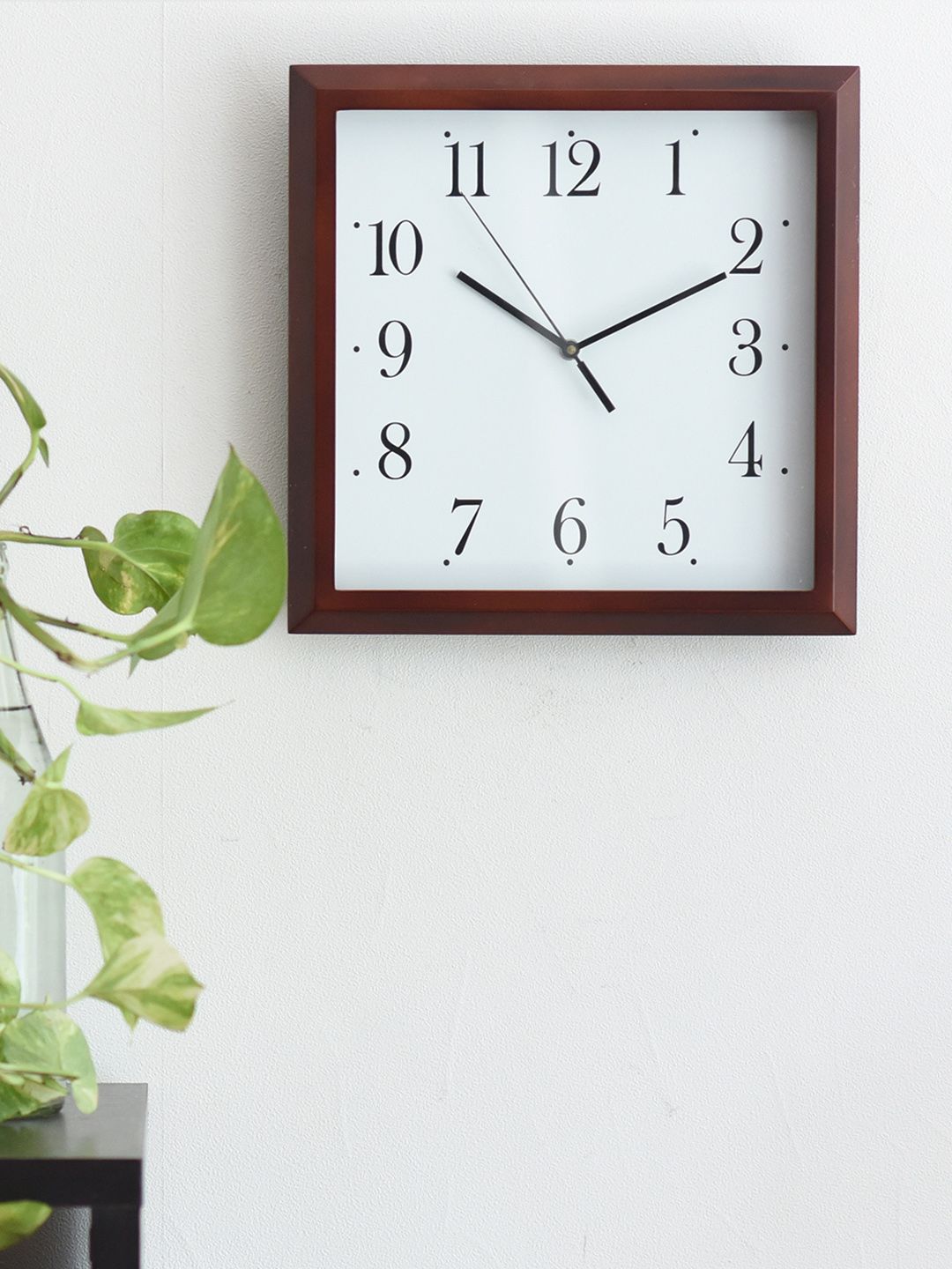 eCraftIndia White Handcrafted Square Solid Analogue Wall Clock Price in India