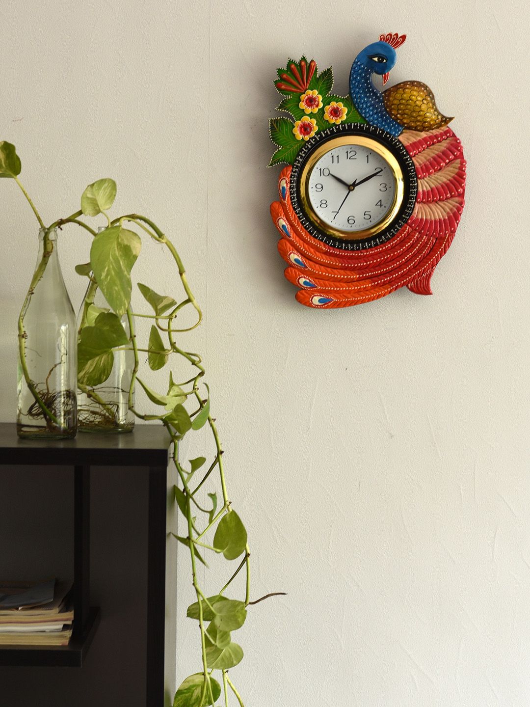 eCraftIndia White Handcrafted Quirky Solid Analogue Wall Clock Price in India