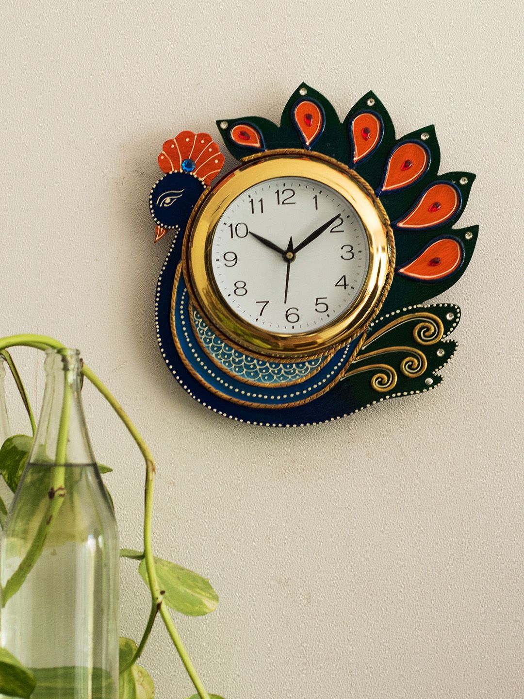 eCraftIndia Unisex White & Blue Bird Shaped Printed Analogue Wall Clock KWC659 Price in India