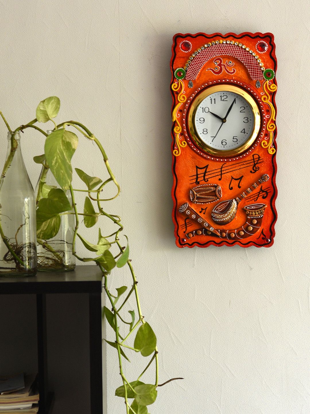 eCraftIndia White Handcrafted Rectangle Solid Analogue Wall Clock Price in India