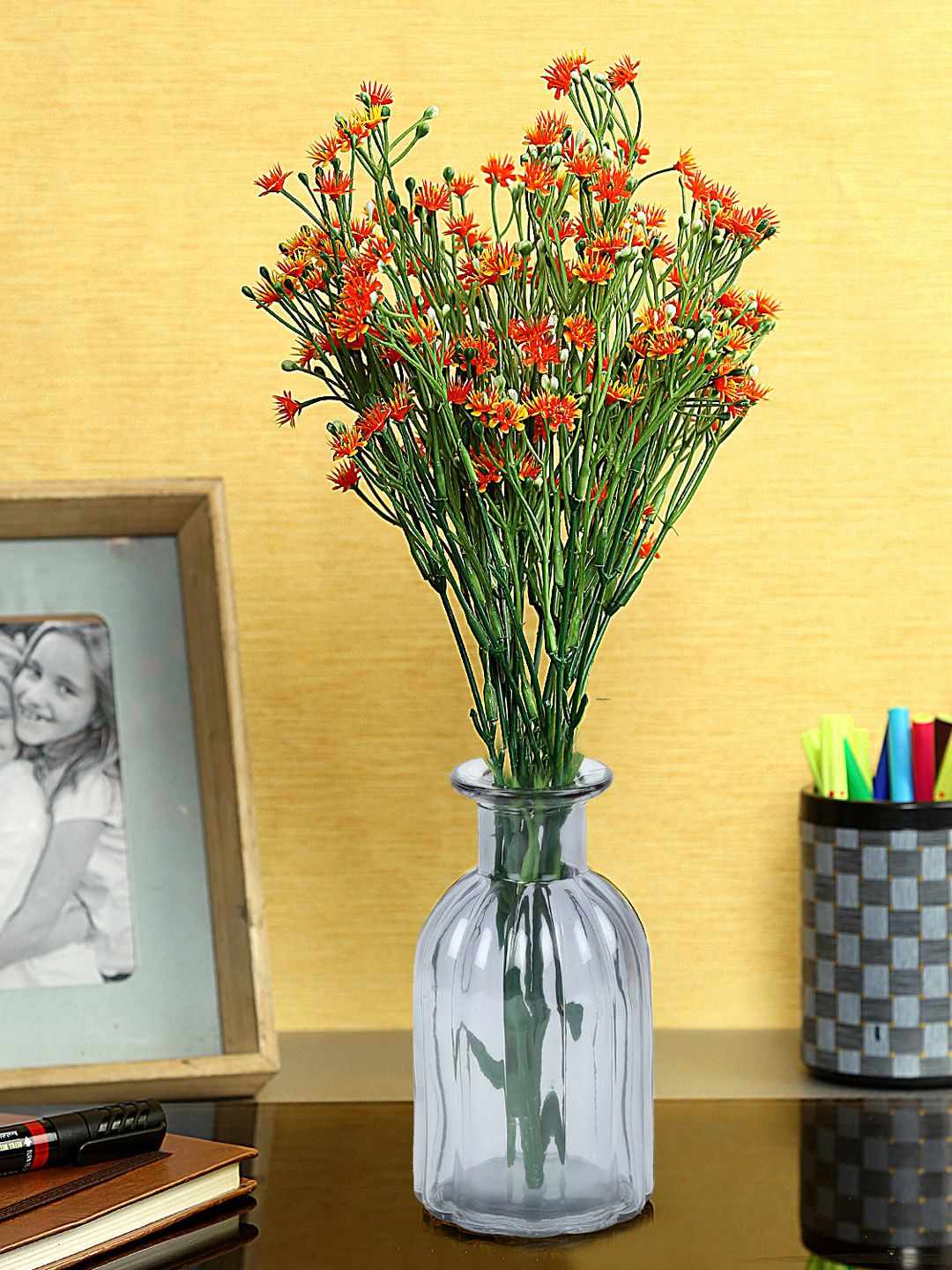 Aapno Rajasthan Grey Glass Flower Vase Price in India