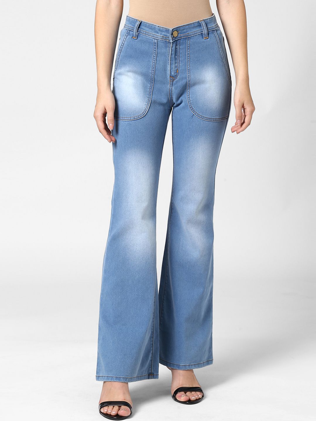 StyleStone Women Blue Flared Mid-Rise Clean Look Stretchable Jeans Price in India