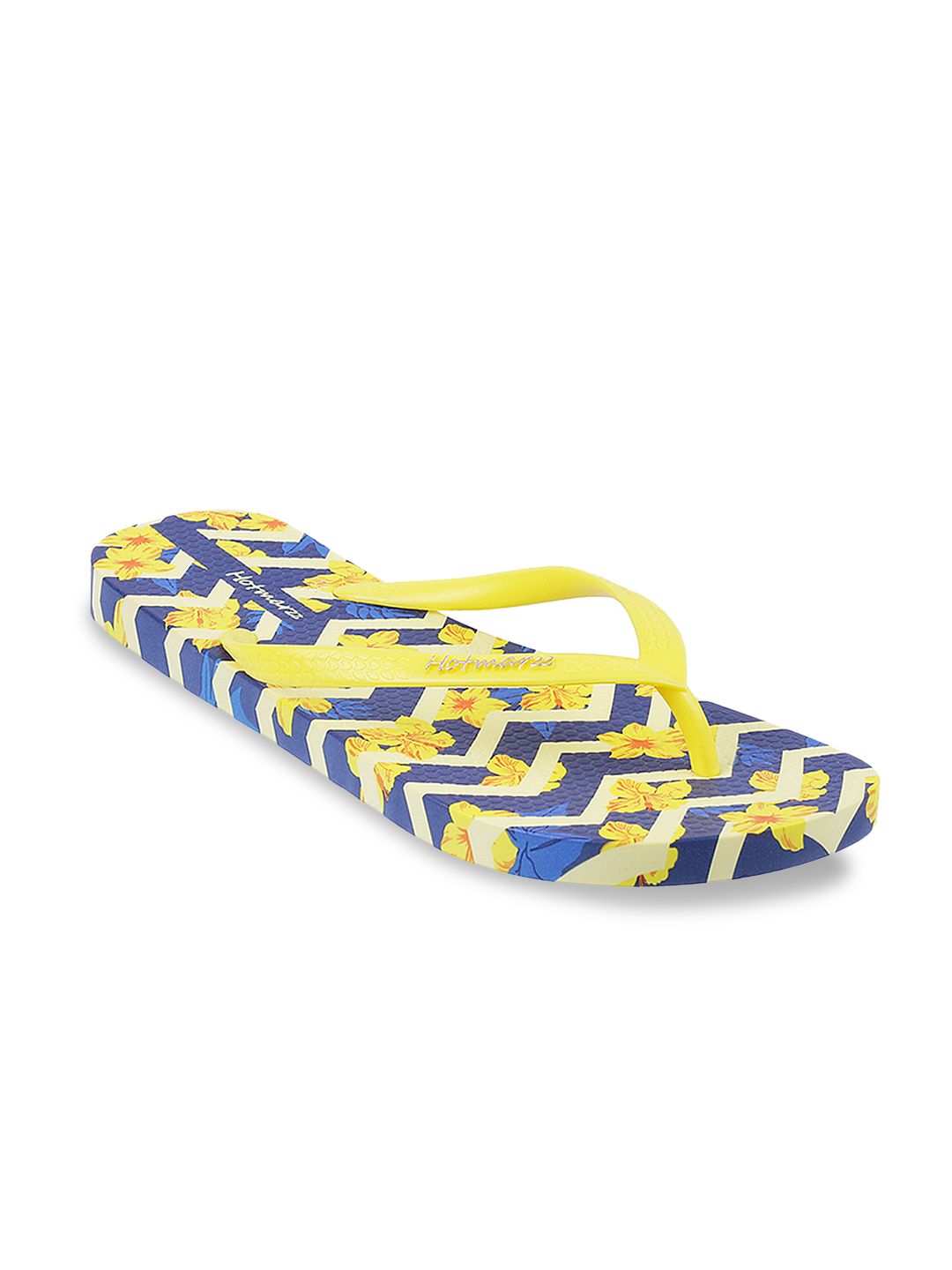 Hotmarzz Women Yellow Printed Thong Flip-Flops Price in India